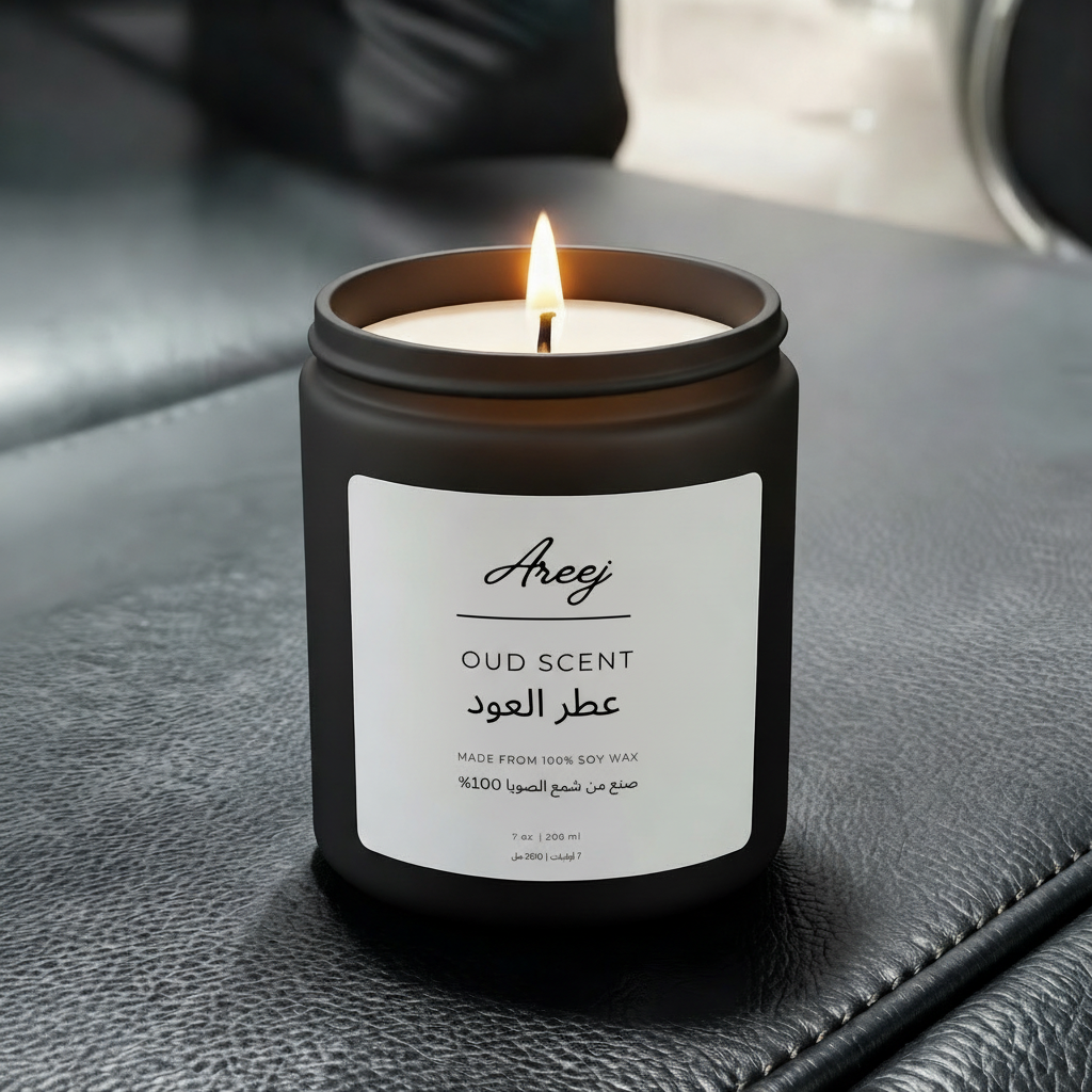 Areej Candle Bilingual Label